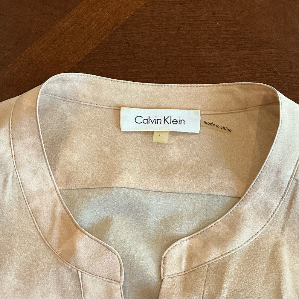 Calvin Klein Ombre Zebra Print Button-Down Shirt in Beige and Black - Picture 3 of 3